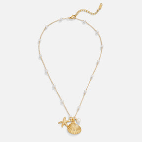 Colar Feminino Dourado com pingente de Concha Aria