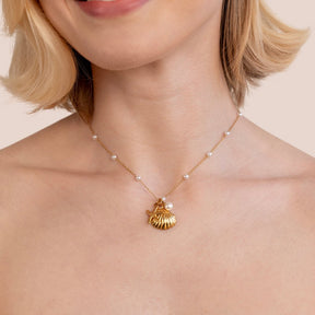 Colar Feminino Dourado com pingente de Concha Aria