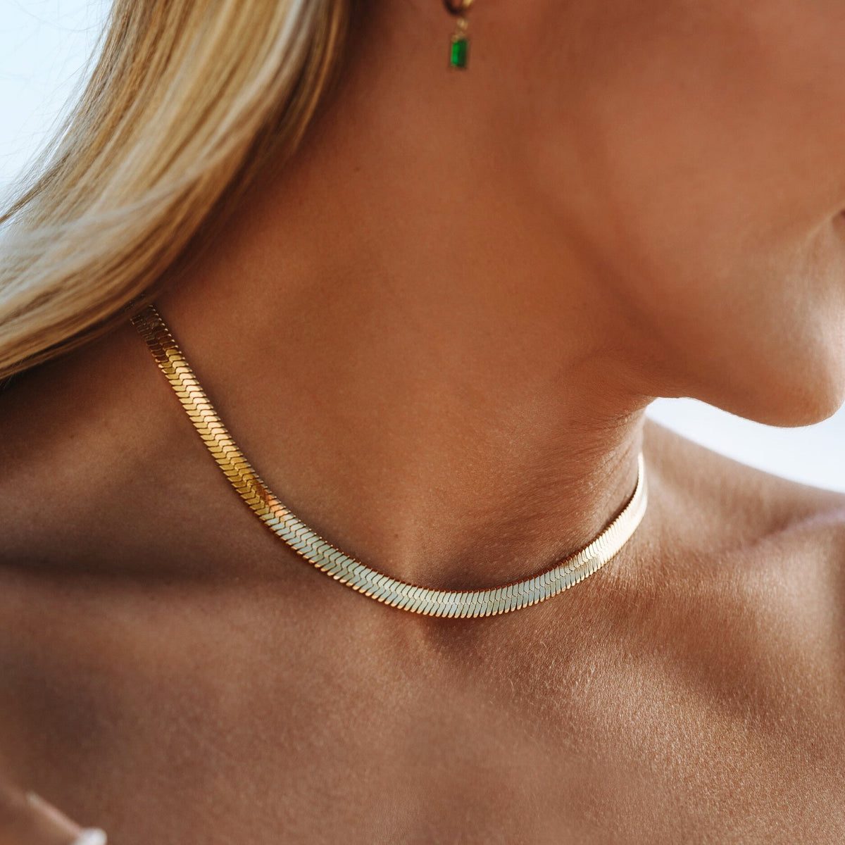 Gargantilha Slim Snake Banhado Ouro 18K