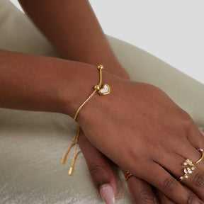 Pulseira Feminina Dourada Coração Amor Para Sempre