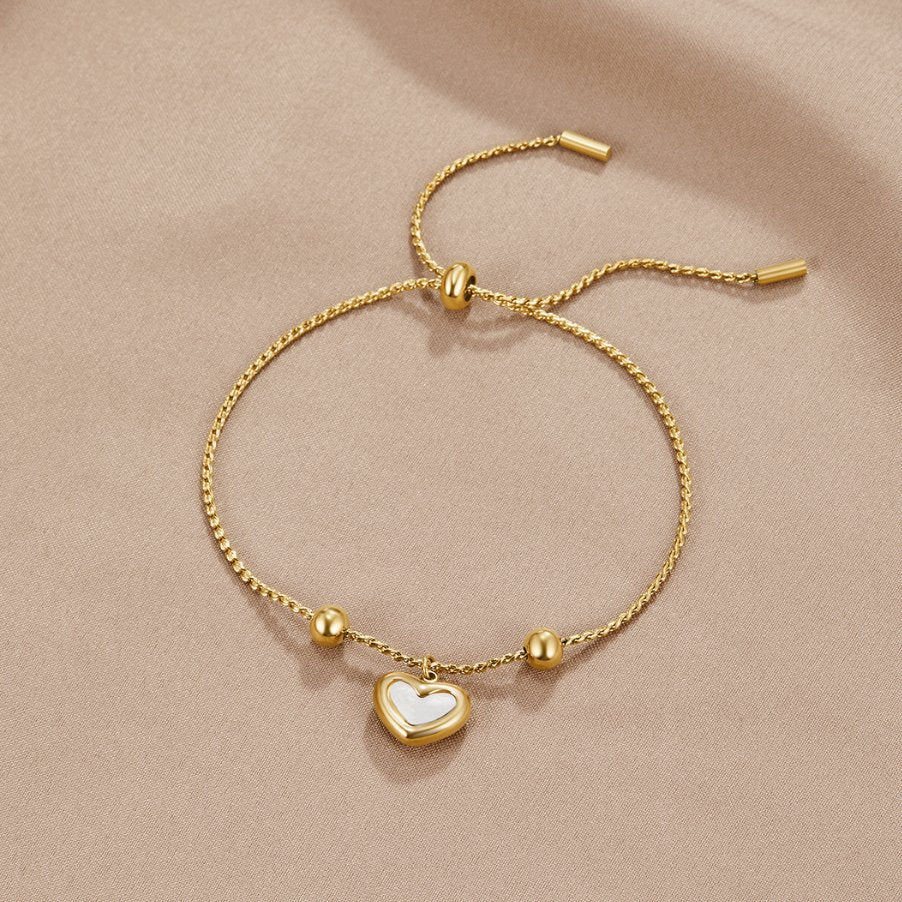 Pulseira Feminina Dourada Coração Amor Para Sempre