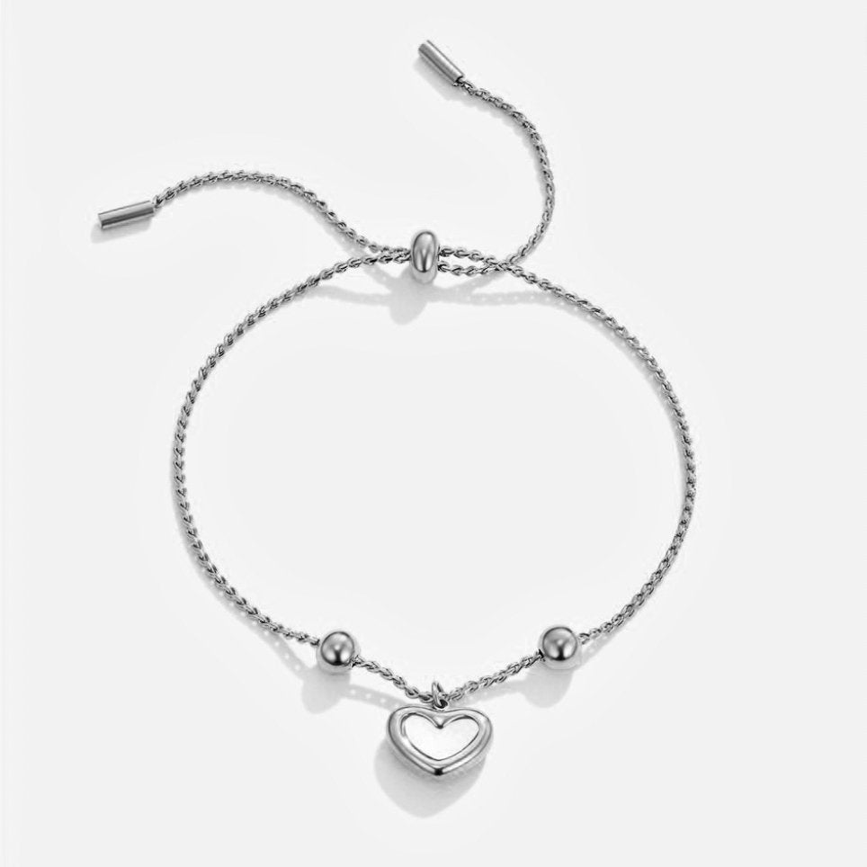 Pulseira Feminina Prata Coração Amor Para Sempre