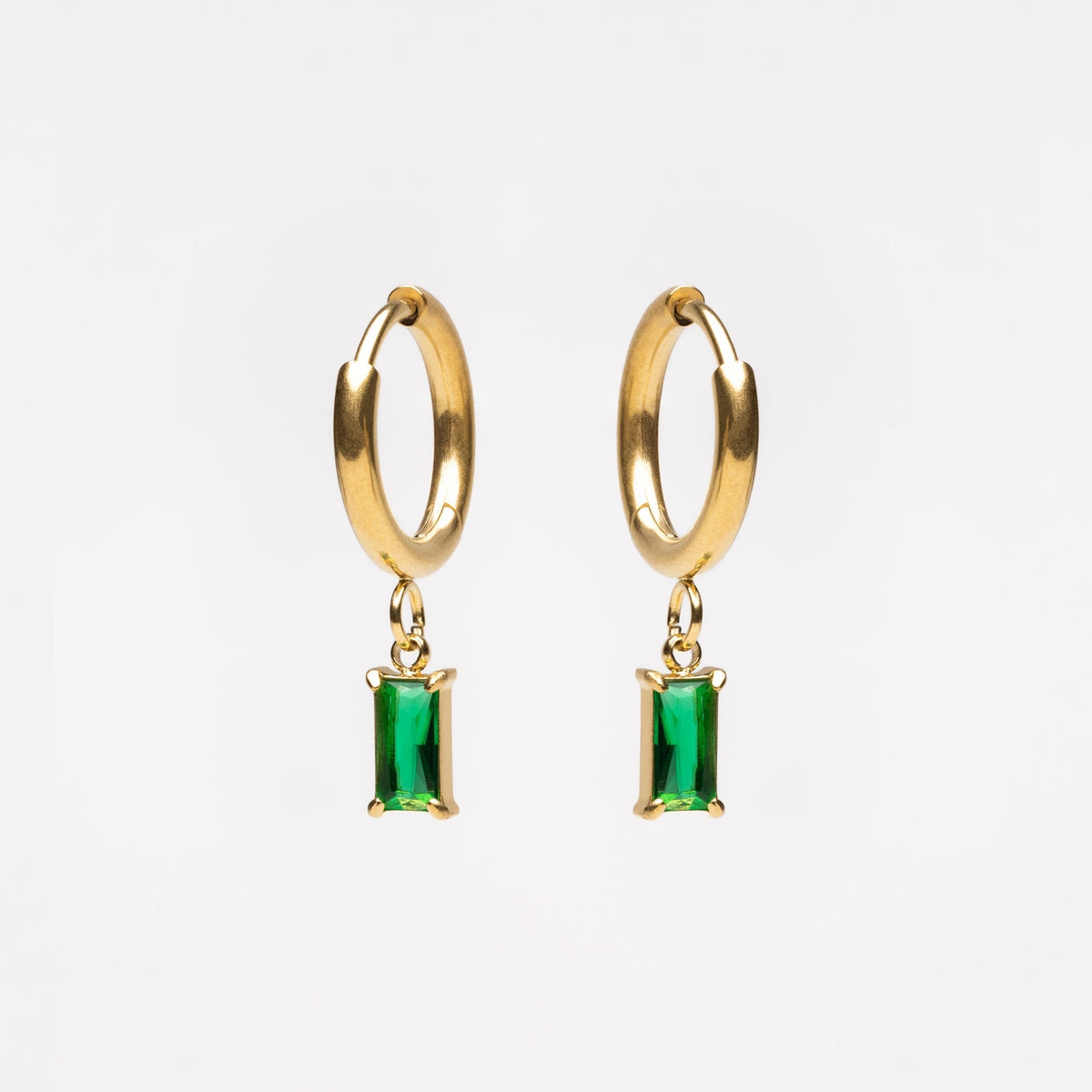 Brincos Sea Esmeralda Banhado Ouro 18K