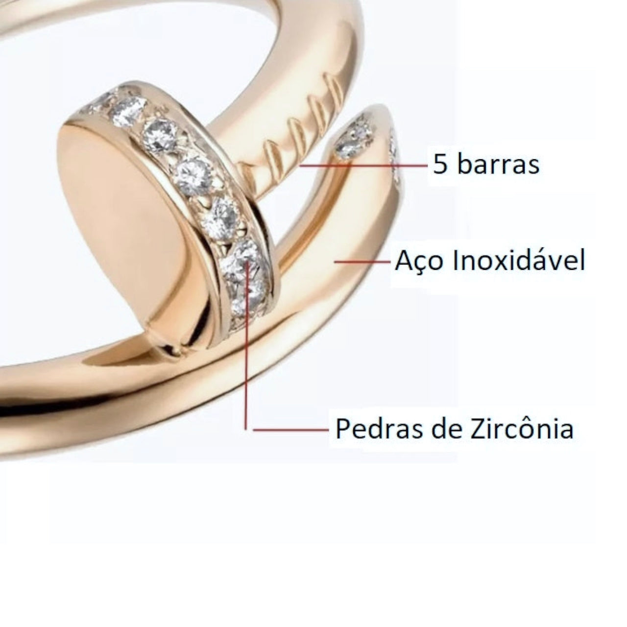 Bracelete Feminino Dourado Prego