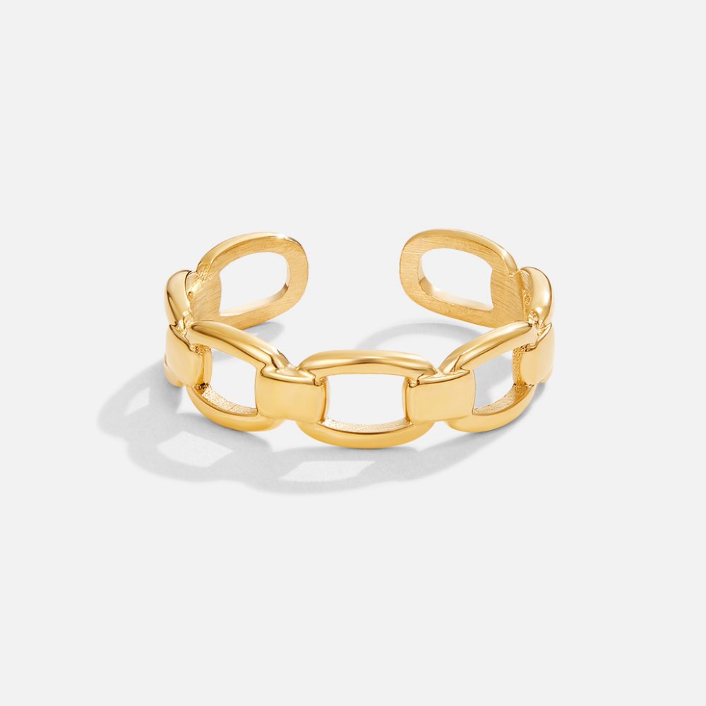 Anel Feminino Dourado Cadeia Isabella.