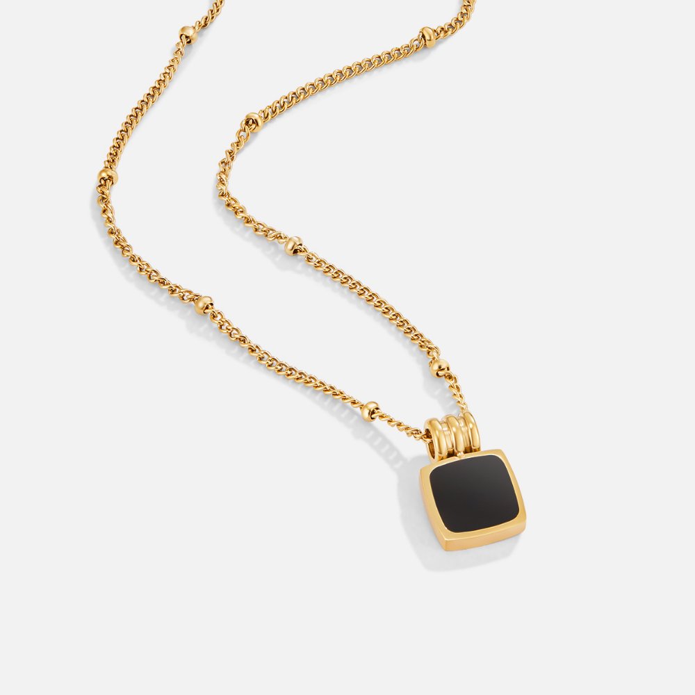 Colar Feminino  Dourado de Crystal Preto