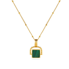Colar Malachite Banhado Ouro 18K