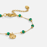 Pulseira Feminina Nerissa de Concha Dourada e Pérola Verde