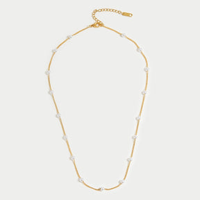 Colar Feminino Dourado Nura com  Pérola