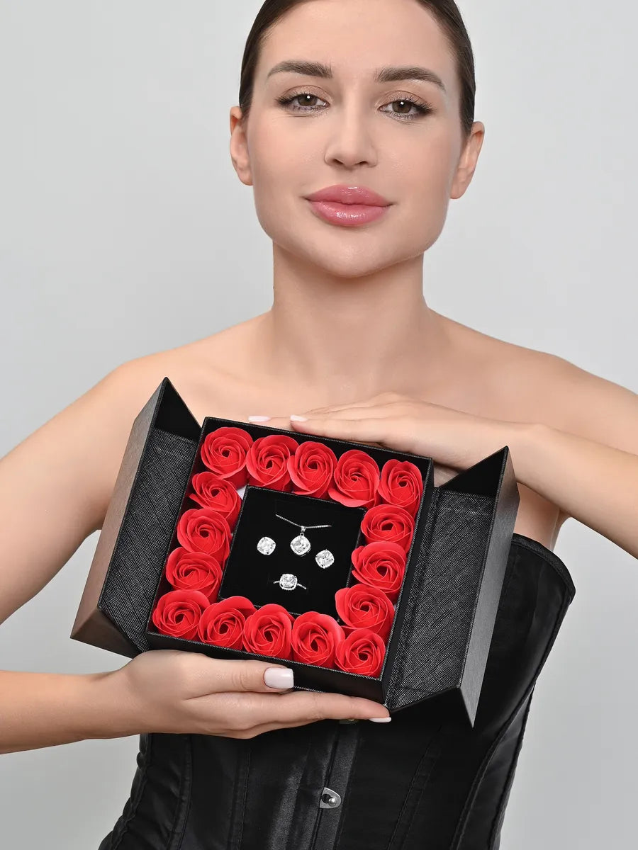 Encanto Eterno em Prata 925 - Conjunto de Joias com Rosas Preservadas