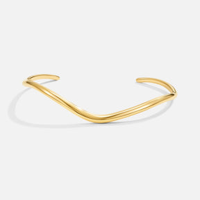 Bracelete Feminino Dourado de Onda